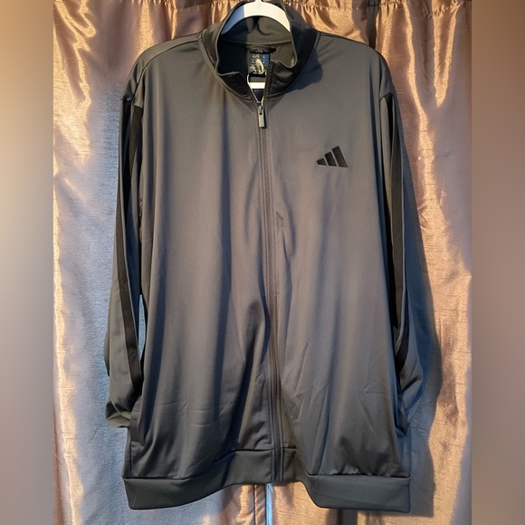 🆕 Adidas Men’s 3-Stripes Tricot Regular Sportswear Track Jacket. Grey/Black, 2XL - Picture 6 of 12